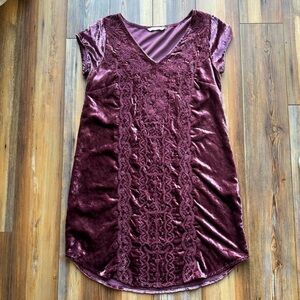 Soft Surroundings Embroidered Velvet Boho Shift Dress medium